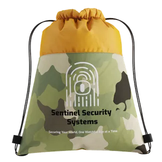 Camo Drawstring Bag - Lapel Pin Now