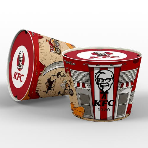 Paper Food Bucket - Lapel Pin Now